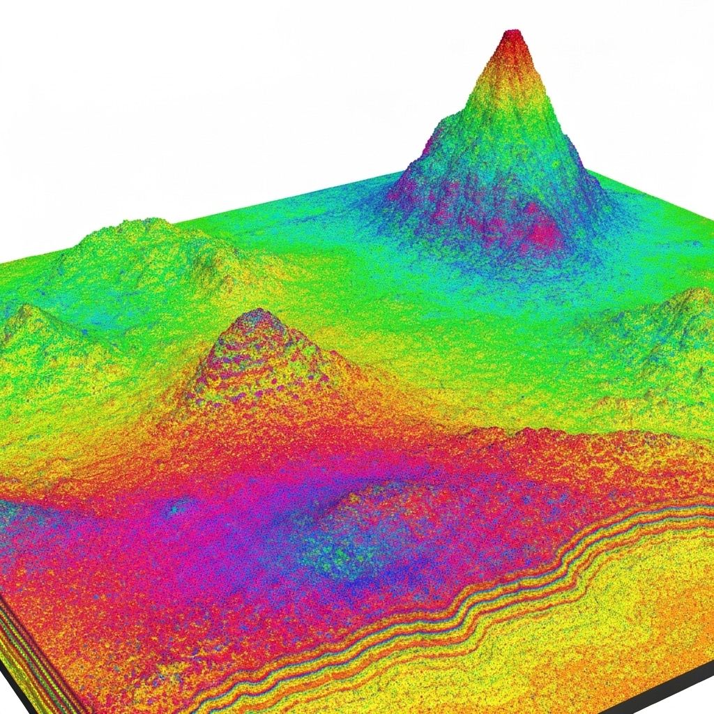 LIDAR point cloud visualization showing 3D terrain mapping and data analysis capabilities